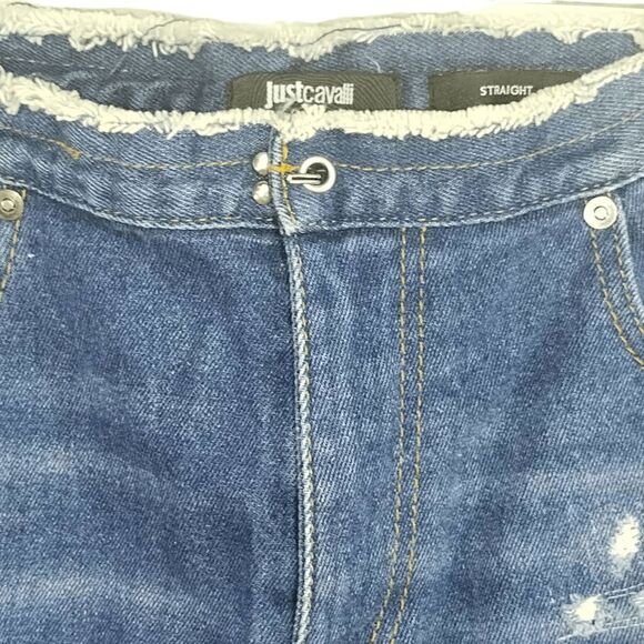 Just Cavalli New York Straight Distressed Patch Jeans Sz 30 - Picture 9 of 11